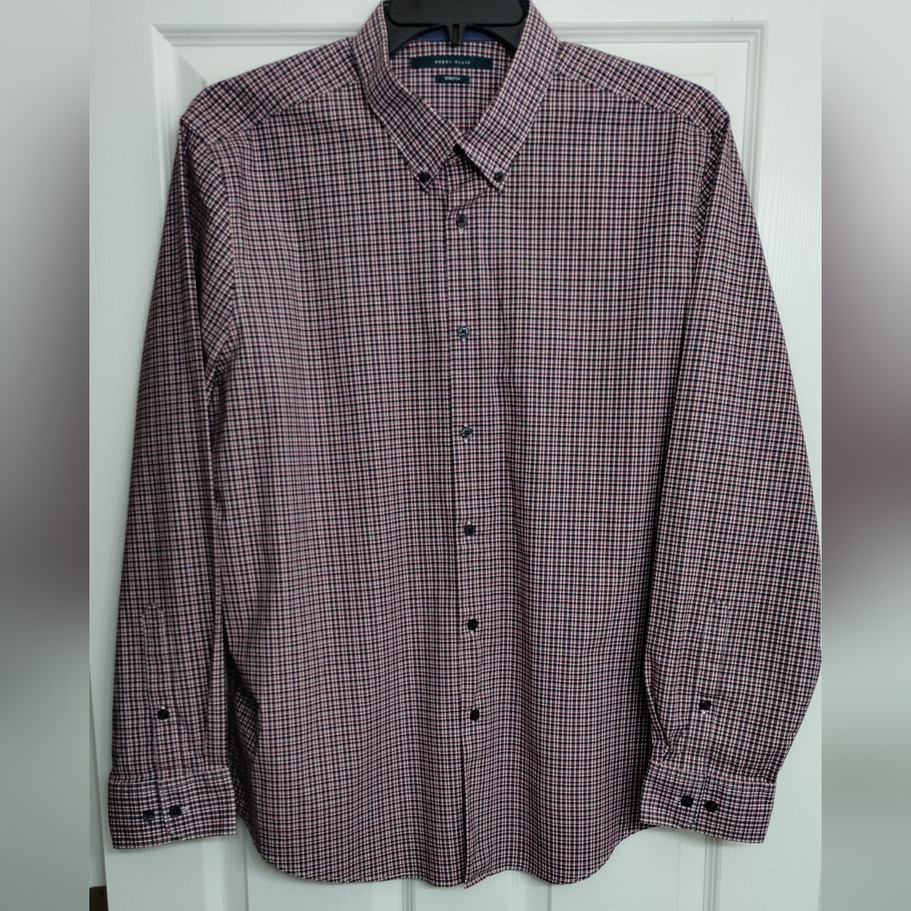 Perry Ellis XXL Red Striped Long Sleeve Shirt